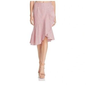 WAYF Striped Pink Ruffle Skirt